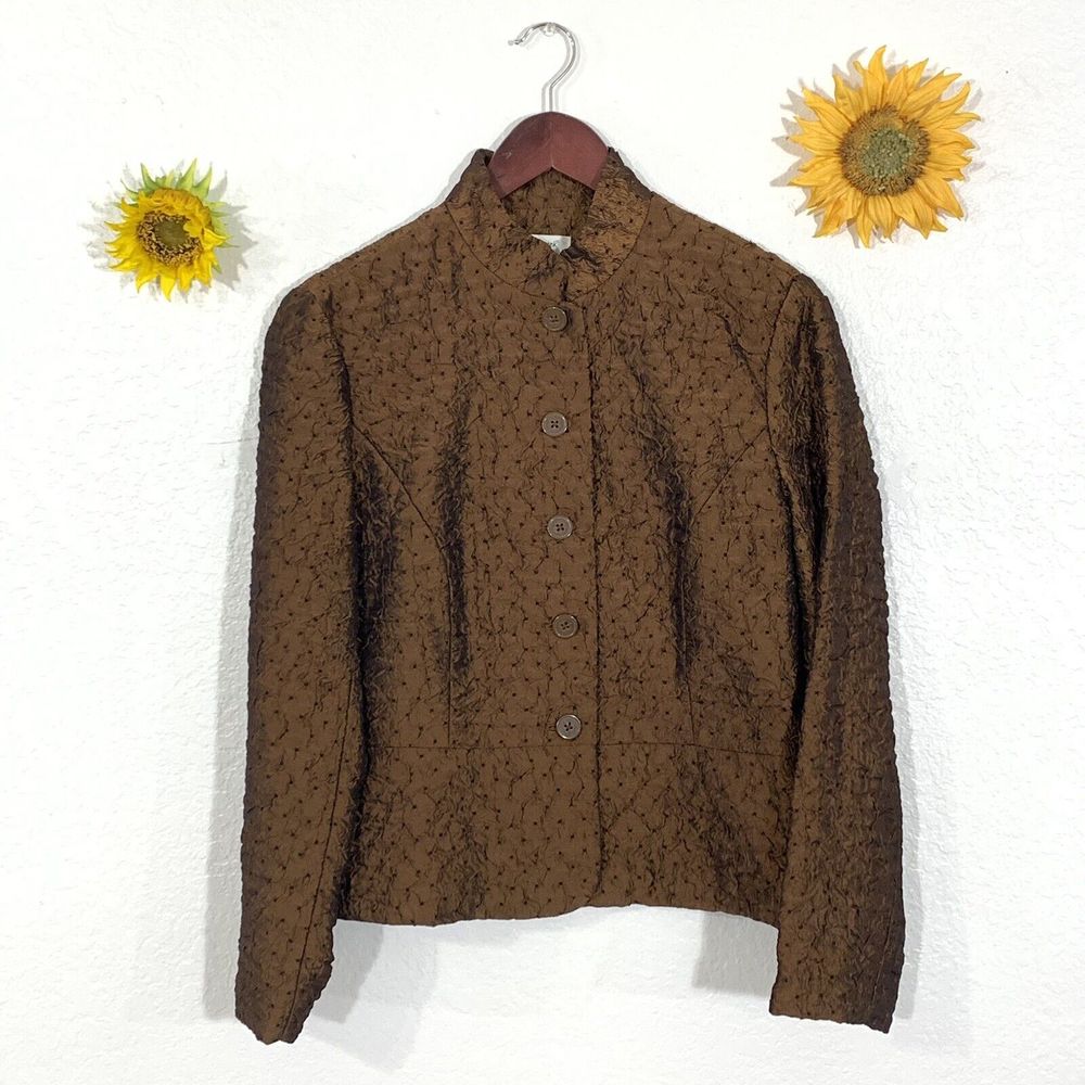 Coldwater Creek Jacket Burnt Bronze Button Blazer Size Petite Small